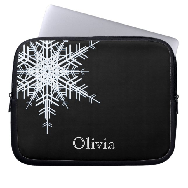 Capa Para Notebook Capinha de Laptop Preta com Neve (Frente)