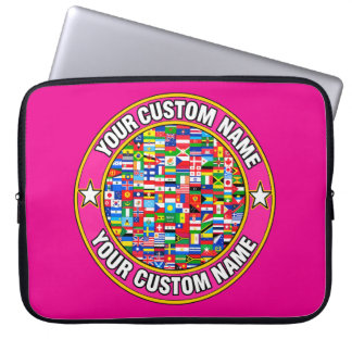 Capa Para Notebook Capinha de Laptop Rosa com Bandeiras, Design Perso