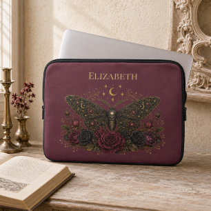 Capa Para Notebook Capinha de Laptop Rosas Burgundy com Mota Gótica P