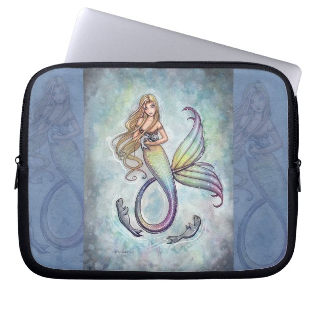 Capa Para Notebook Capinha de Laptop Sereia e Focas (Frente)