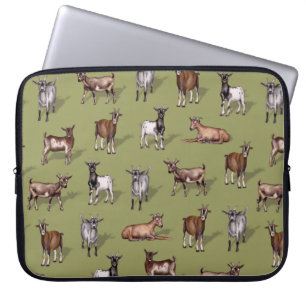 Capa Para Notebook Caprinos minústicos em verde - Padrão de Caprinos