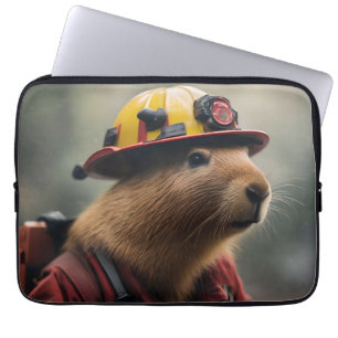 Capa Para Notebook "Capybara para o resgate: Bombeiro Extraordinair