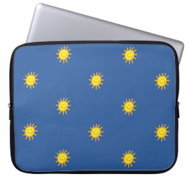 Capa Para Notebook Cara Feliz Fofo Sol Raio Padrão Azul Moderno