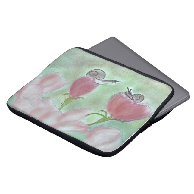 Capa Para Notebook Caracóis cortejando em cogumelos (Frente Topo)
