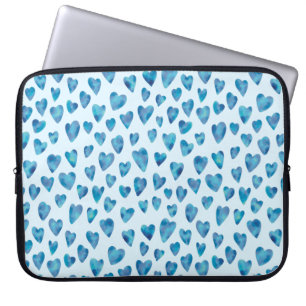 Capa Para Notebook Cardíaco azul bebê aquarela bolsa de laptop / ca