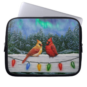 Capa Para Notebook Cardinhos e Luzes de Natal Neve de inverno
