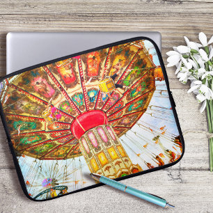 Capa Para Notebook Carnaval baloiço vintage retro gráfico azul-céu
