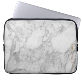Capa Para Notebook Carrara Branca Marble Clássico Dourado Personaliza