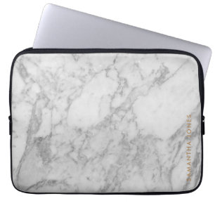 Capa Para Notebook Carrara Branca Marble Clássico Dourado Personaliza