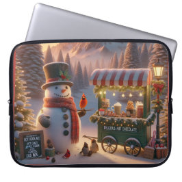 Capa Para Notebook Carrinho de Chocolate Quente de Snowman na Wonderl