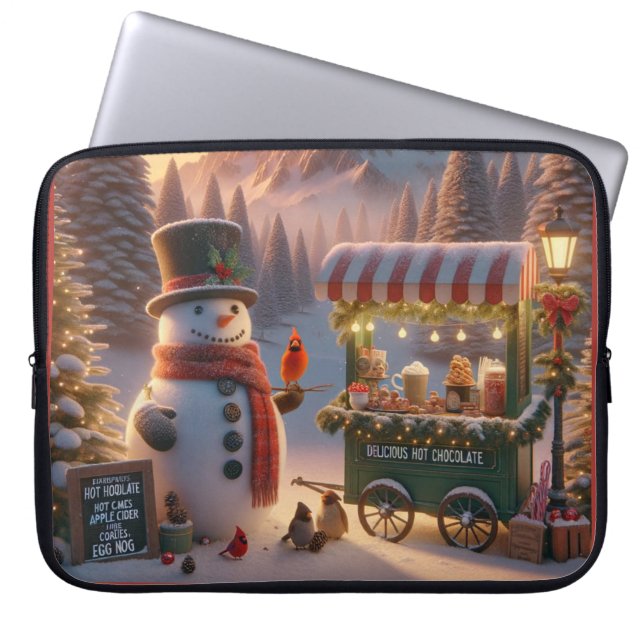 Capa Para Notebook Carrinho de Chocolate Quente de Snowman na Wonderl (Frente)