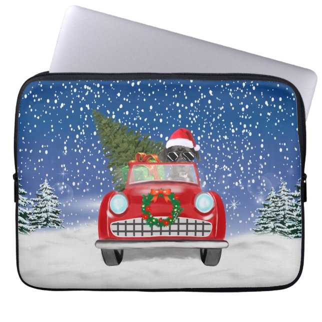 Capa Para Notebook Carro Que Conduz Na Neve No Natal (Frente)