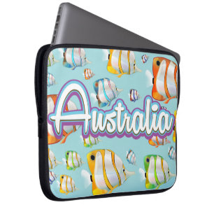 Capa Para Notebook Cartaz de viagem de peixes tropicais da Austrália