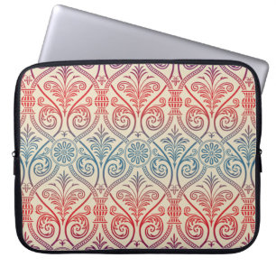 Capa Para Notebook Carteira Vintage Damask - vermelho violeta azul