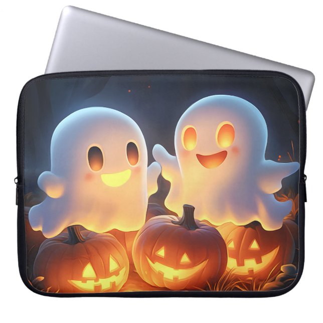 Capa Para Notebook Cartoon Bonito de Halloween Fantasmas Brilhantes (Frente)