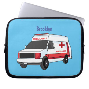 Capa Para Notebook Cartoon de ambulância vermelha