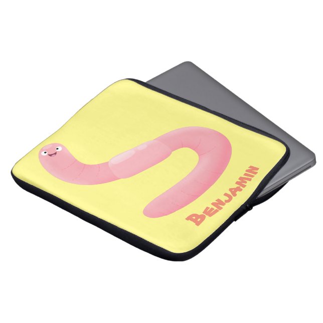 Capa Para Notebook Cartoon de minhoca rosa-branca (Frente Topo)