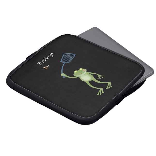 Capa Para Notebook Cartoon de mosca verde-sapo engraçado (Frente Topo)