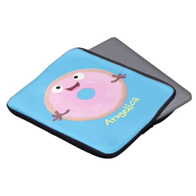 Capa Para Notebook Cartoon de rosquinha rosa-claro e bonito (Frente Topo)