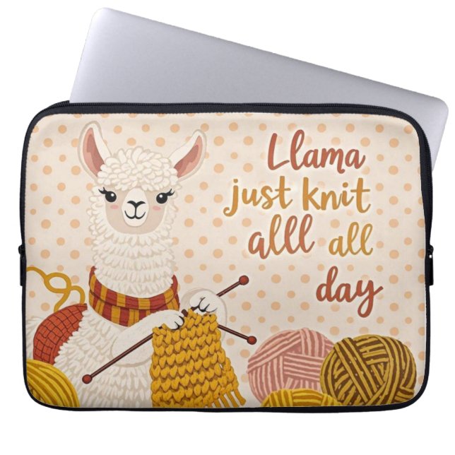Capa Para Notebook Cartoon llama vestindo um cachecol de tricô (Frente)