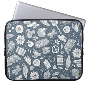 Capa Para Notebook Cartoon manual desenhado rabisco hippie sem soldad