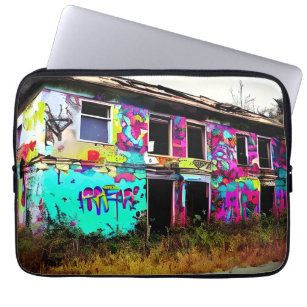 Capa Para Notebook Casa abandonada com Grafite colorido
