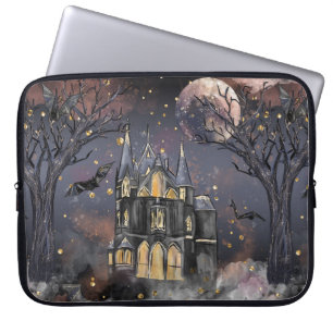 Capa Para Notebook Casa Assombrada Árvore lunar e morcegos