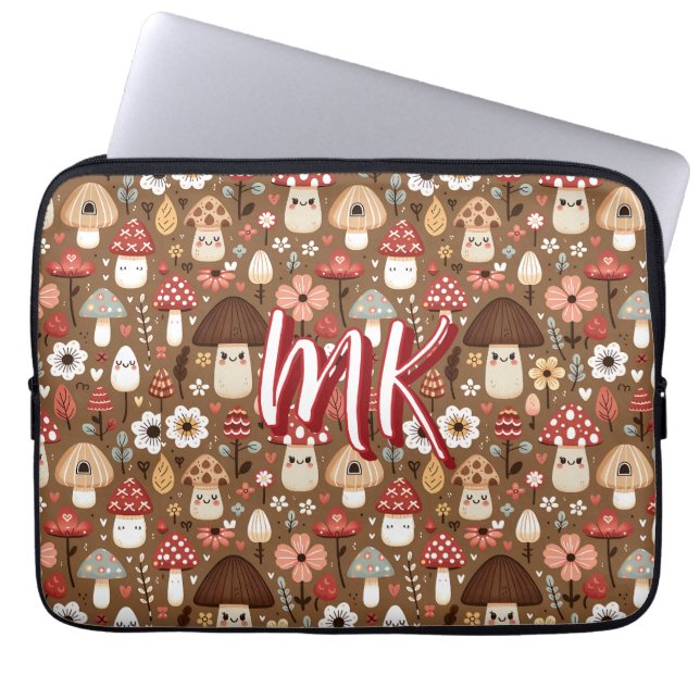 Capa Para Notebook Casa de Campo Encantadora Cogumelos e Flores (Frente)