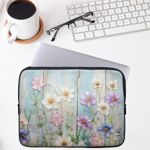 Capa Para Notebook Casa de Campo Rústica Jardim de Flores Silvestres
