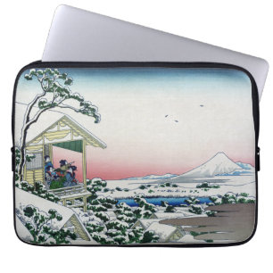Capa Para Notebook Casa de Chá Koishikawa Vista do Monte Fuji por Hok