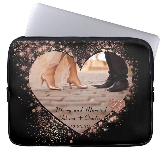 Capa Para Notebook Casados & Alegres Luzes Espelhadas de Ouro Rosa Fo (Frente)