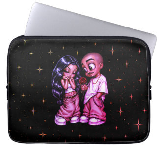 Capa Para Notebook Casal Chicano Amor Estrelas Douradas Rosa Vermelha