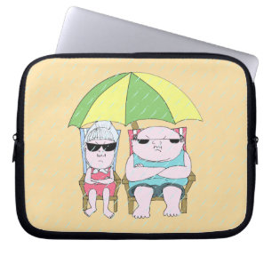 Capa Para Notebook Casal Engraçado na Praia em Arte Chuva