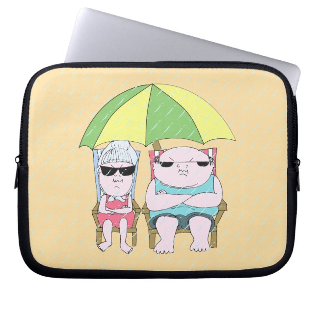 Capa Para Notebook Casal Engraçado na Praia em Arte Chuva (Frente)