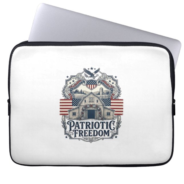 Capa Para Notebook Casamento Rústico Patriótico em Celeiro (Frente)