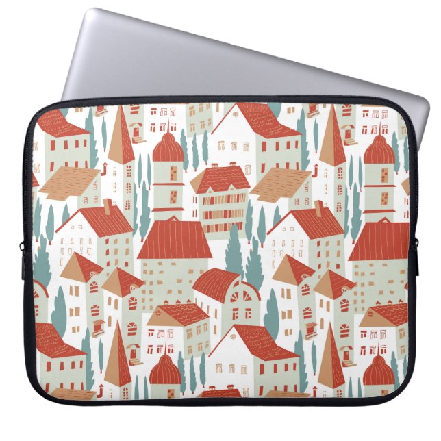 Capa Para Notebook Casas da Cidade Bonita: Ilustração Invisível (Frente)