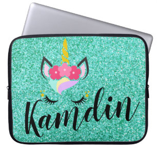 Capa Para Notebook Caso Personalizado de Laptop de Glitter Teal Unico