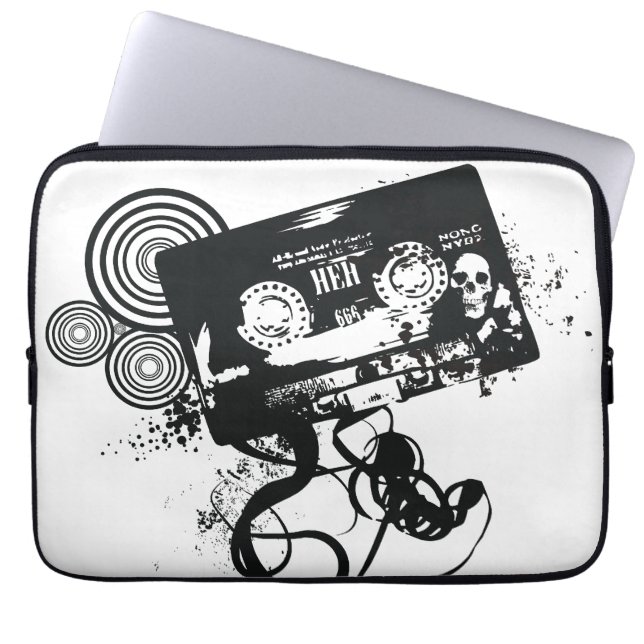 Capa Para Notebook Cassete áudio retro & crânio do Grunge (Frente)