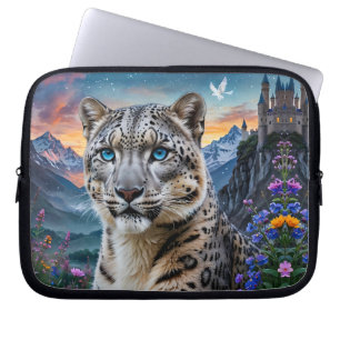 Capa Para Notebook Castelo Da Montanha Leopardo De Neve Em Sunset