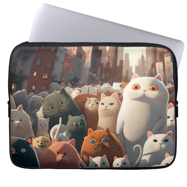 Capa Para Notebook Cat City Cartoon Crowd (Frente)