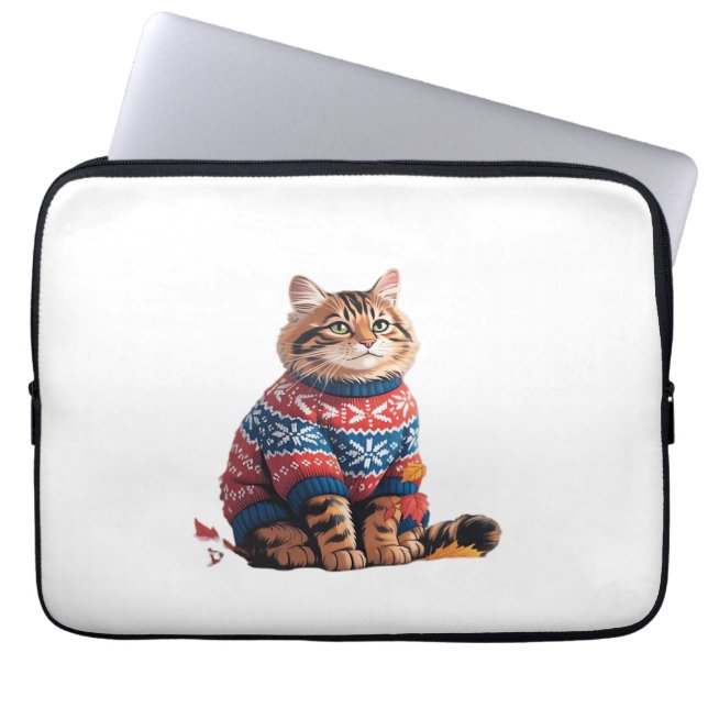 Capa Para Notebook Cat Leaf Fall Olá Autumn Funny Cat Kitten Lover (Frente)
