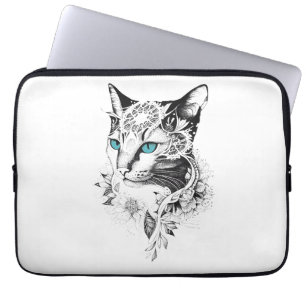Capa Para Notebook Cat Pet Animal Nature Ilustração Arte Tatuagem