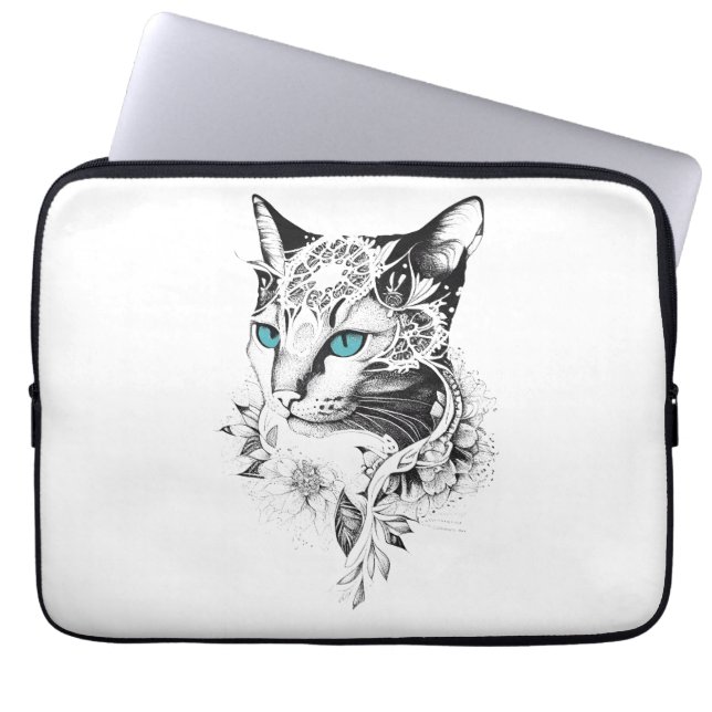 Capa Para Notebook Cat Pet Animal Nature Ilustração Arte Tatuagem (Frente)