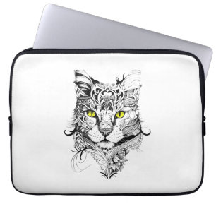 Capa Para Notebook Cat Pet Animal Nature Ilustração Arte Tatuagem