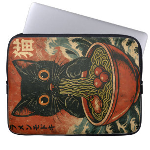 Capa Para Notebook Cat Ramen Japonês Engraçado Gráfico Kawaii
