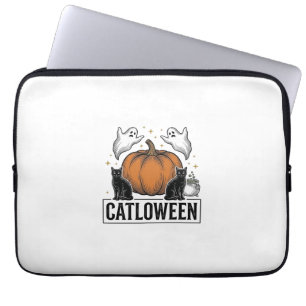 Capa Para Notebook Catloween Gato Preto Fantasma Halloween Design Vet