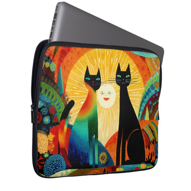 Capa Para Notebook Cats on Colorful Background (Frente Esquerda)