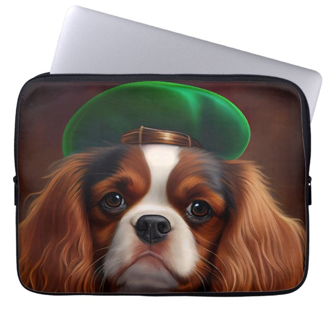 Capa Para Notebook Cavalier King Charles Spaniel no Dia de São Patríc (Frente)