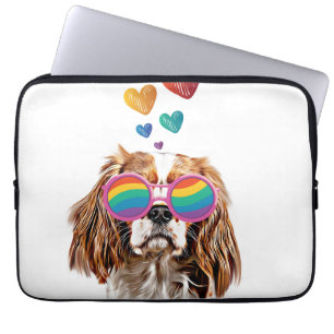 Capa Para Notebook Cavalier King Dog com Dia de os namorados de Coraç