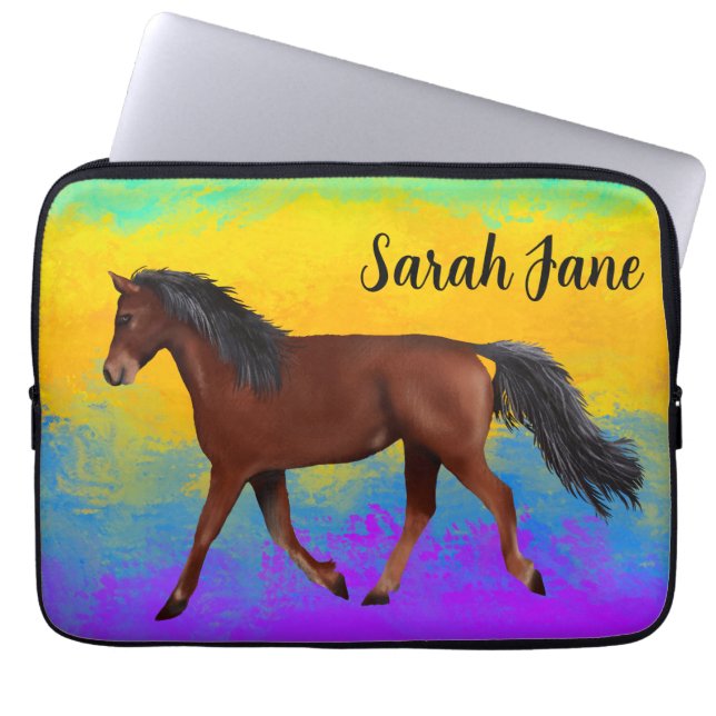 Capa Para Notebook Cavalo Árabe Marrom (Frente)